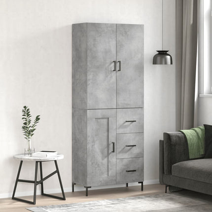 Högskåp betonggrå 69,5x34x180 cm konstruerat trä