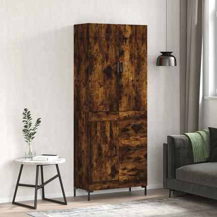 Högskåp rökfärgad ek 69,5x34x180 cm konstruerat trä