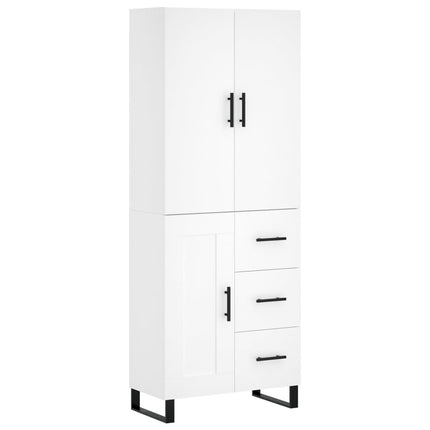 Högskåp vit 69,5x34x180 cm konstruerat trä