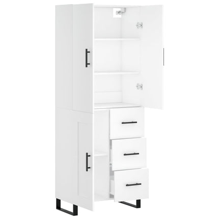 Högskåp vit 69,5x34x180 cm konstruerat trä