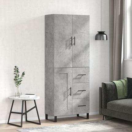 Högskåp betonggrå 69,5x34x180 cm konstruerat trä