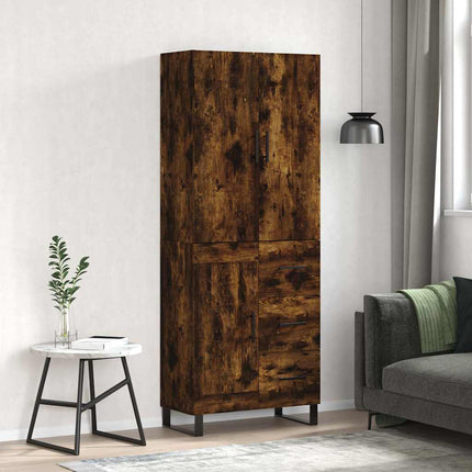 Högskåp rökfärgad ek 69,5x34x180 cm konstruerat trä