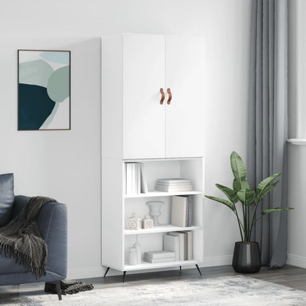 Högskåp vit 69,5x34x180 cm konstruerat trä