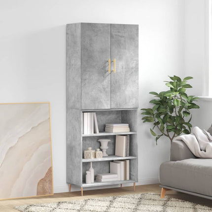 Högskåp betonggrå 69,5x34x180 cm konstruerat trä