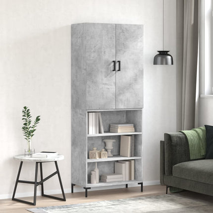 Högskåp betonggrå 69,5x34x180 cm konstruerat trä