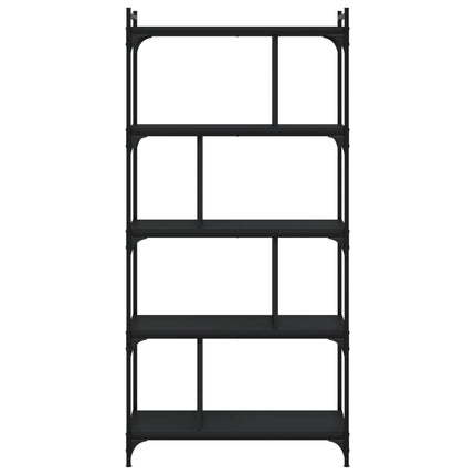 Bokhylla 5 hyllplan svart 76x32x158 cm konstruerat trä