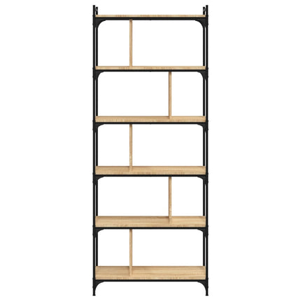 Bokhylla 6 hyllplan sonoma-ek 76x32x192 cm konstruerat trä