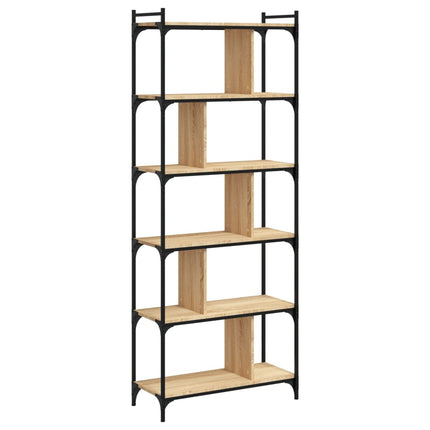 Bokhylla 6 hyllplan sonoma-ek 76x32x192 cm konstruerat trä