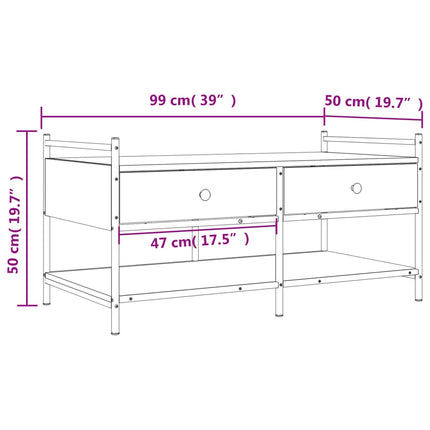 Soffbord brun ek 99x50x50 cm konstruerat trä