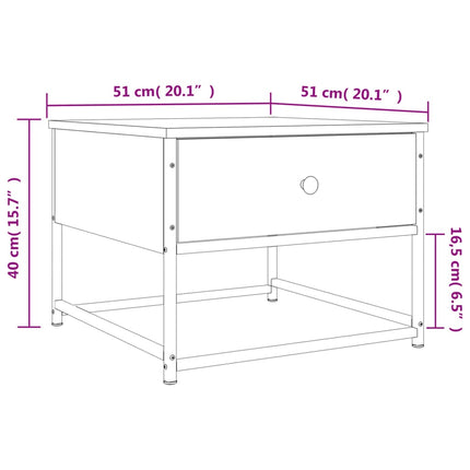 Soffbord brun ek 51x51x40 cm konstruerat trä