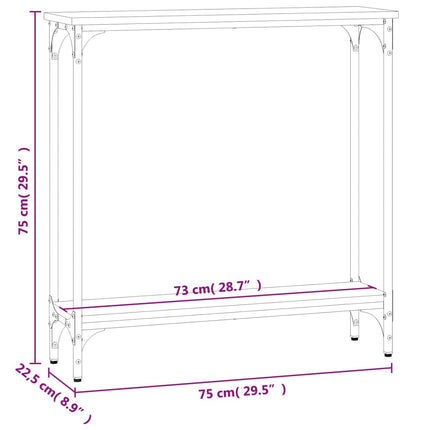 Avlastningsbord rökfärgad ek 75x22,5x75 cm konstruerat trä