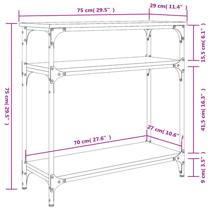 Konsolbord svart 75x29x75 cm konstruerat trä