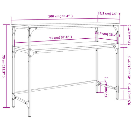 Konsolbord svart 100x35,5x75 cm konstruerat trä