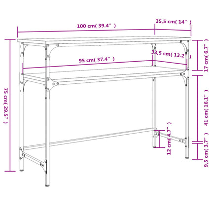 Avlastningsbord brun ek 100x35,5x75 cm konstruerat trä