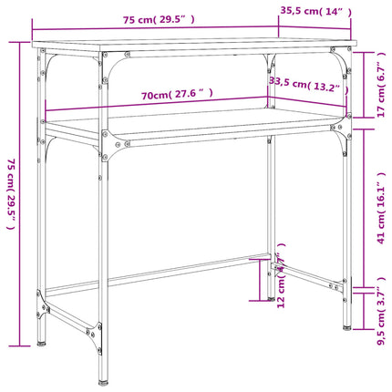 Avlastningsbord brun ek 75x35,5x75 cm konstruerat trä