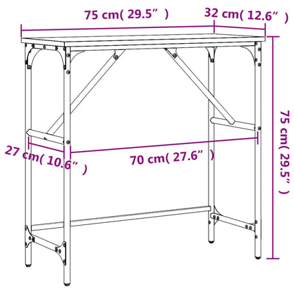 Avlastningsbord rökfärgad ek 75x32x75 cm konstruerat trä