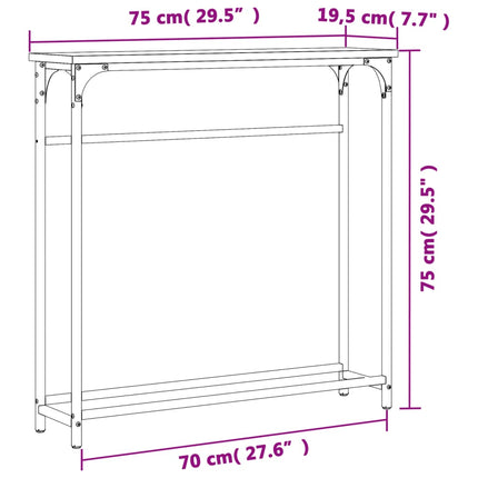 Avlastningsbord brun ek 75x19,5x75 cm konstruerat trä
