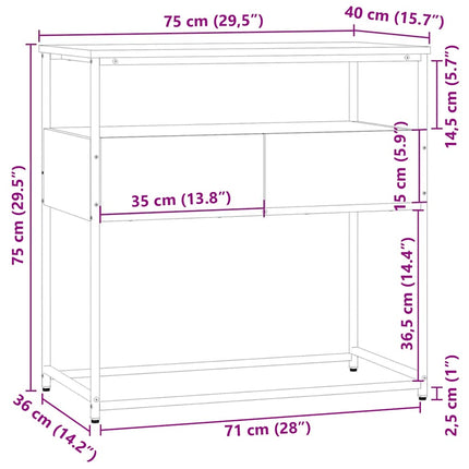 Konsolbord Sonoma Ek 75x40x75 cm Konstruerat trä