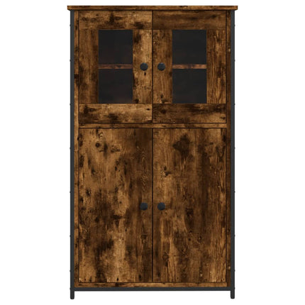 Högskåp rökfärgad ek 62x32x106,5 cm konstruerat trä