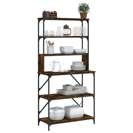 Kökshylla 6 hyllplan rökfärgad ek 90x40x180 cm konstruerat trä