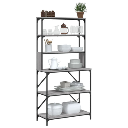 Kökshylla 6 hyllplan grå sonoma 90x40x180 cm konstruerat trä