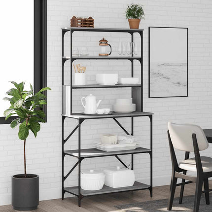 Kökshylla 6 hyllplan grå sonoma 90x40x180 cm konstruerat trä