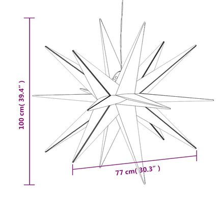 Stjärna med LED-belysning vikbar vit 100 cm