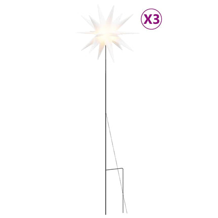 Stjärnor med spett LED 3 st vikbar vit 35 cm
