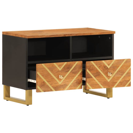 Tv-bänk brun och svart 105x33,5x46 cm massivt mangoträ
