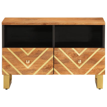 Tv-bänk brun och svart 105x33,5x46 cm massivt mangoträ
