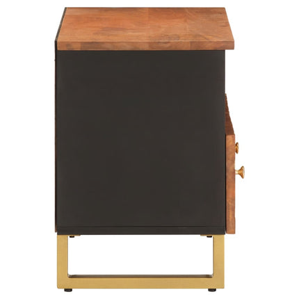 Tv-bänk brun och svart 105x33,5x46 cm massivt mangoträ