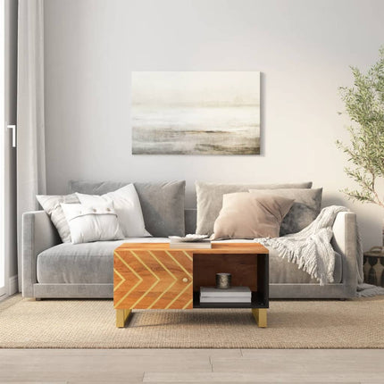 Soffbord brun och svart 80x50x40 cm massivt mangoträ