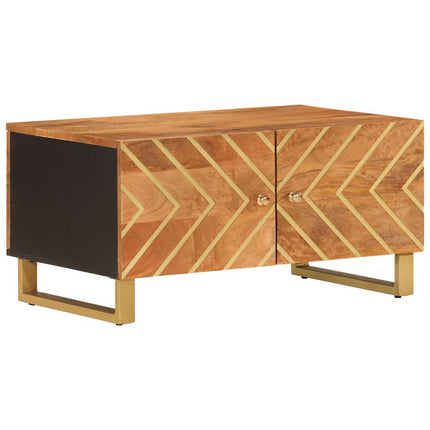 Soffbord brun och svart 80x50x40 cm massivt mangoträ