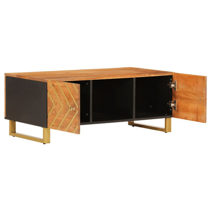 Soffbord brun och svart 100x54x40 cm massivt mangoträ