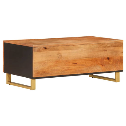 Soffbord brun och svart 100x54x40 cm massivt mangoträ