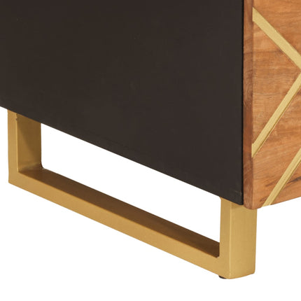 Soffbord brun och svart 100x54x40 cm massivt mangoträ