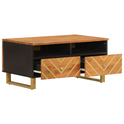 Soffbord brun och svart 80x54x40 cm massivt mangoträ