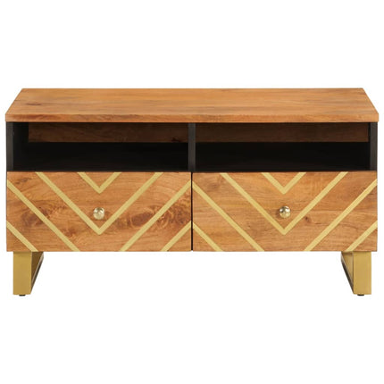 Soffbord brun och svart 80x54x40 cm massivt mangoträ