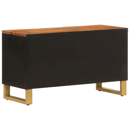Tv-bänk brun och svart 80x31,5x46 cm massivt mangoträ