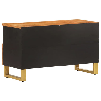 Tv-bänk brun och svart 80x33,5x46 cm massivt mangoträ