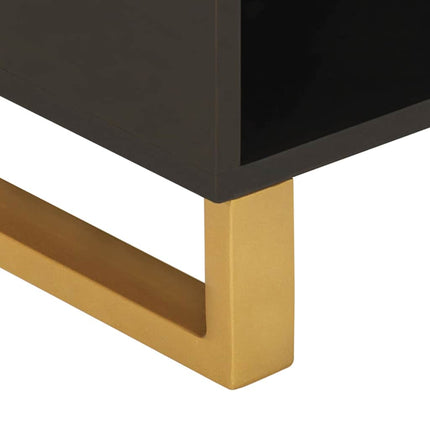 Tv-bänk brun och svart 80x33,5x46 cm massivt mangoträ