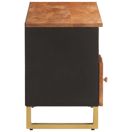 Tv-bänk brun och svart 100x33,5x46 cm massivt mangoträ