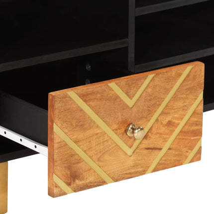 Tv-bänk brun och svart 100x33,5x46 cm massivt mangoträ