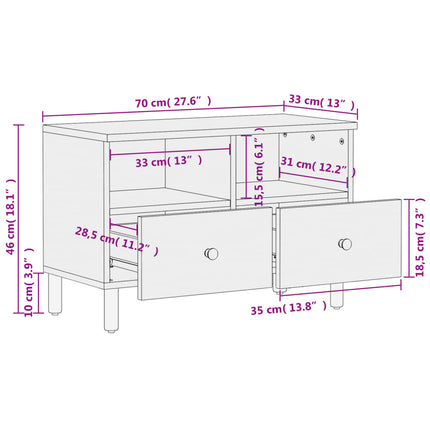 Tv-bänk svart 70x33x46 cm massivt mangoträ
