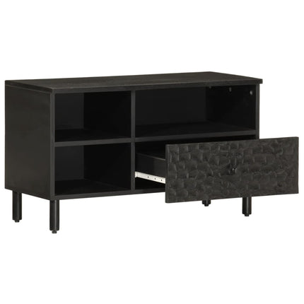 Tv-bänk svart 80x33x46 cm massivt mangoträ