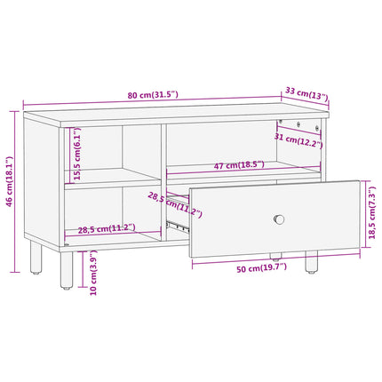 Tv-bänk 80x33x46 cm massivt mangoträ