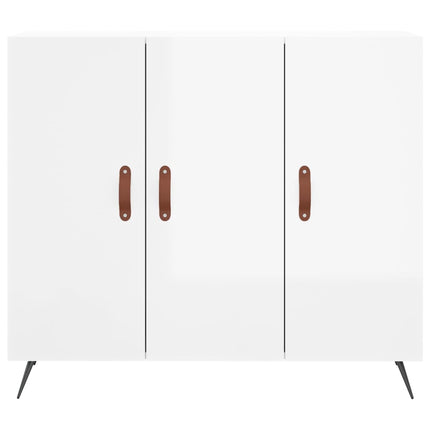 Skänk vit högglans 90x34x80 cm konstruerat trä