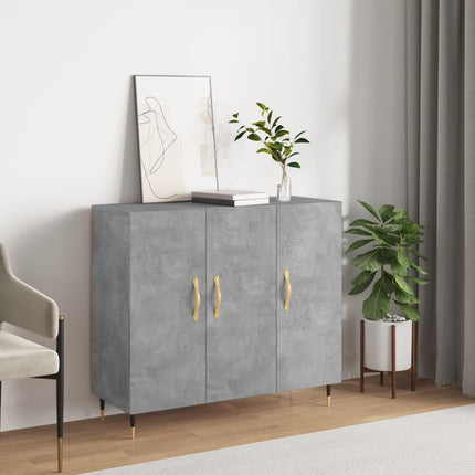 Byrå betonggrå 90x34x80 cm konstruerat trä
