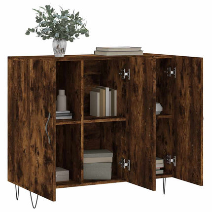 Skänk rökfärgad ek 90x34x80 cm konstruerat trä
