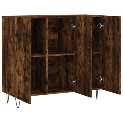 Skänk rökfärgad ek 90x34x80 cm konstruerat trä